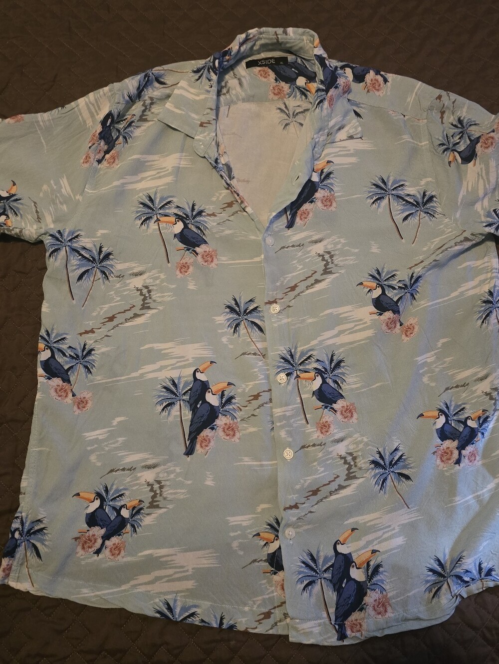 XSIDE, specifically a Regular Fit Short Sleeve Patterned Viscose Men's Shirt.